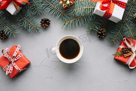 圣诞组合与咖啡中间