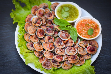 煮熟的牡蛎，菜单，亚洲风味