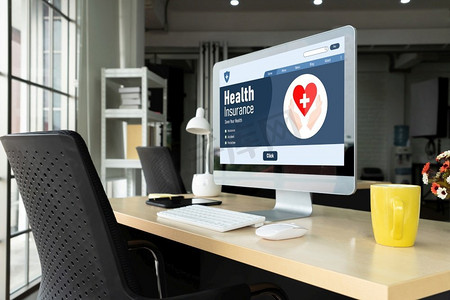 医疗生活摄影照片_健康保险网站时尚登记系统，便于填写表格。健康保险网站时尚登记系统