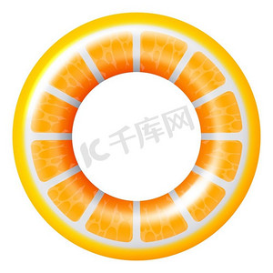 卡通游泳摄影照片_橙色游泳甜甜圈。夏天聚会橡胶环隔绝在白色背景。橙色游泳甜甜圈。夏季聚会橡胶圈
