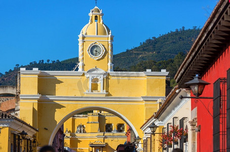 殖民地建筑在古安提瓜危地马拉城，中美洲，危地马拉