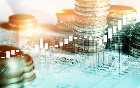 商业繁荣和资产管理的金融和货币技术背景概念.风景矢量图图像素材