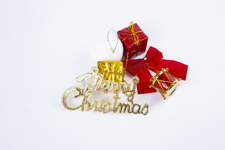 圣诞金色红色蝴蝶结礼物节日外国字母英文