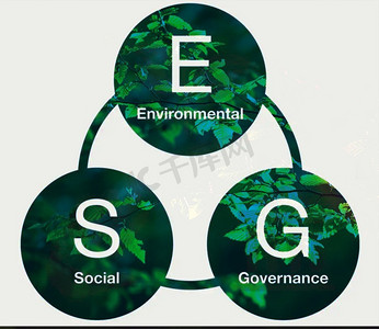 社会实践冬摄影照片_绿色森林背景下的ESG符号环境社会治理