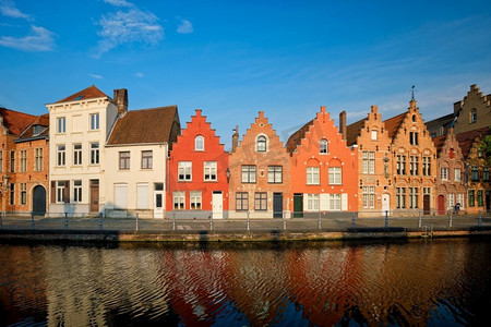  比利时，运河，房子，法兰德斯