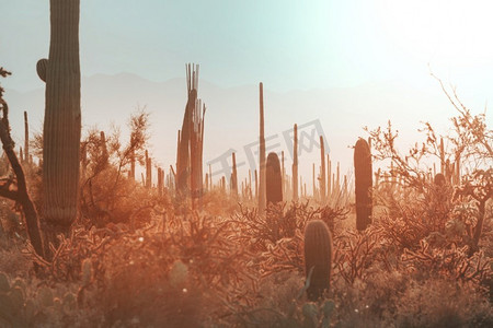 saguaro摄影照片_大Saguaro仙人掌在一个山，亚利桑那州，美国