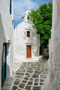  希腊，米科诺斯岛，岛，街道