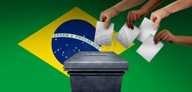 巴西选举和巴西投票或南美洲选民投票在巴西为总统或公民投票与3D插图元素。