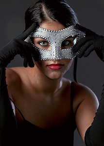 12狂欢节摄影照片_肖像神秘的女人与狂欢节面具12