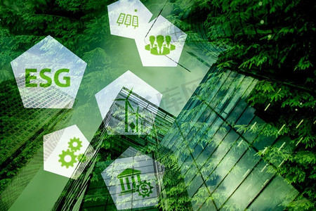 可持续资源摄影照片_绿色背景下的环境社会治理的ESG理念