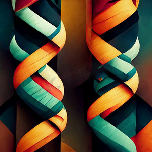 DNA五颜六色的图案背景。数码艺术插图