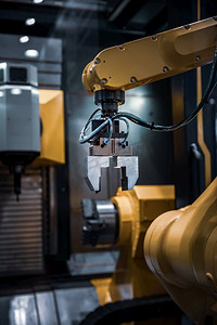 机械臂生产线采用现代工业技术。自动化生产单元。