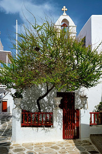 小巷子摄影照片_ 希腊，米科诺斯岛，岛，街道