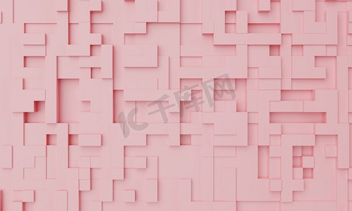 几何拼图摄影照片_粉红色粉彩马赛克抽象背景。壁纸和背景艺术概念。3D插图渲染