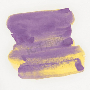 黄紫色水彩湿笔刷笔触白色背景文字