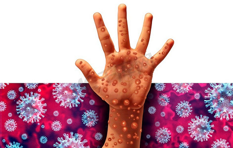 猴痘病毒爆发作为一种传染性感染,如皮肤上的水泡和 leison,代表感染