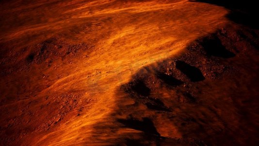 火星表面摄影照片_虚构火星土壤鸟瞰火星沙漠