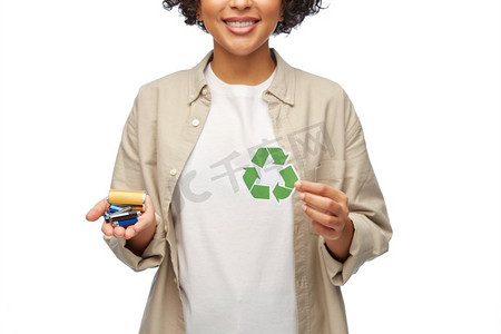 电池回收标志摄影照片_ 标志，电池，废物，分类