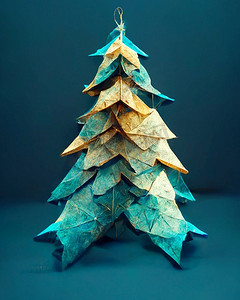 抽象圣诞树3d插图
