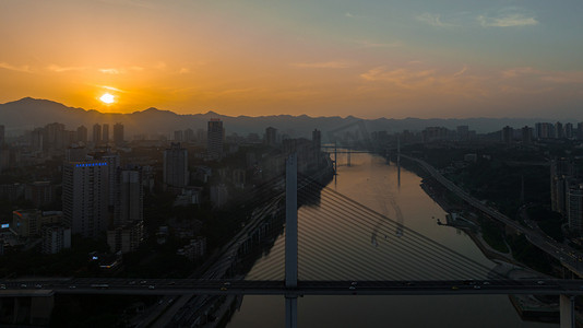 城市日落摄影图