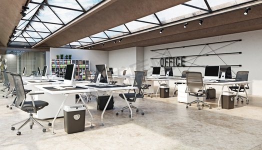 现代办公室室内设计理念。3D渲染理念
