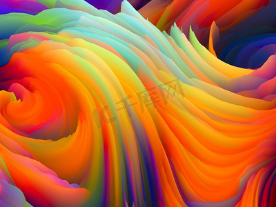 色彩风暴系列虚拟油漆的彩色脊3D渲染作为壁纸或背景在艺术和设计的主题