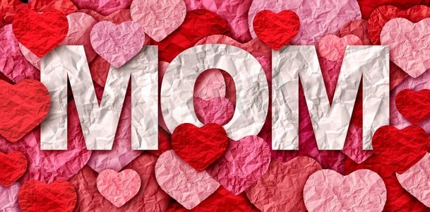 母亲节的问候和庆祝或对母亲的爱在3D插图风格。