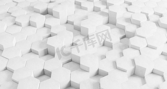 现代几何背景与白色六边形。高分辨率照片。现代几何背景与白色六边形。高品质的照片
