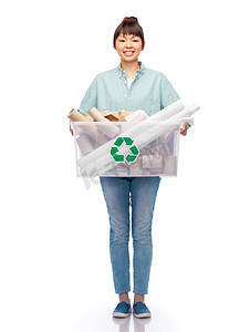 绿色环保垃圾分类摄影照片_ 纸，废物，分类，盒子