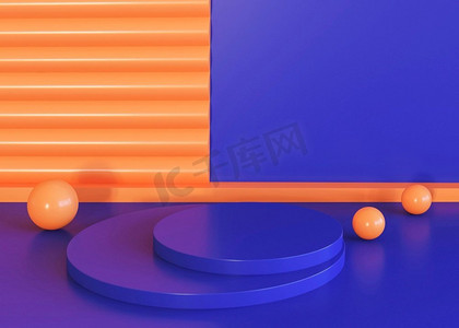 几何形状背景蓝色橙色色调。高分辨率照片。几何形状背景蓝色橙色色调。高品质的照片