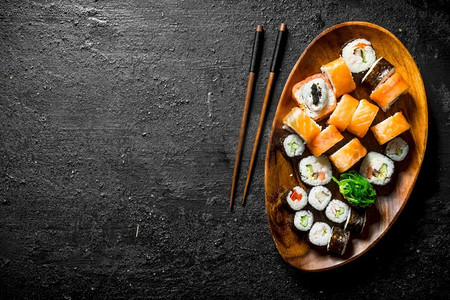  寿司，卷，鲑鱼，日本