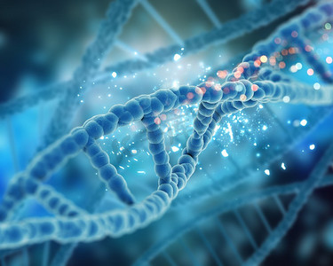 病毒dna摄影照片_使用DNA链进行医学背景的3D渲染