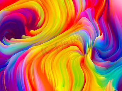 《彩色风暴》系列。3D渲染虚拟油漆的彩色山脊，用作艺术和设计主题的墙纸或背景