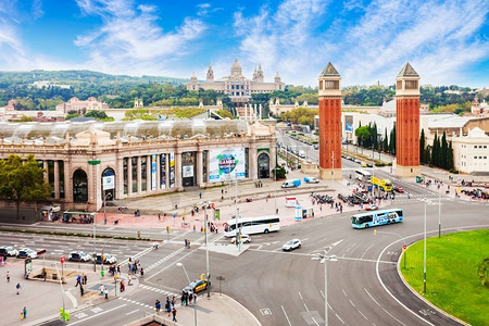 西班牙地标摄影照片_西班牙广场或西班牙广场是西班牙加泰罗尼亚地区巴塞罗那市最重要的广场之一