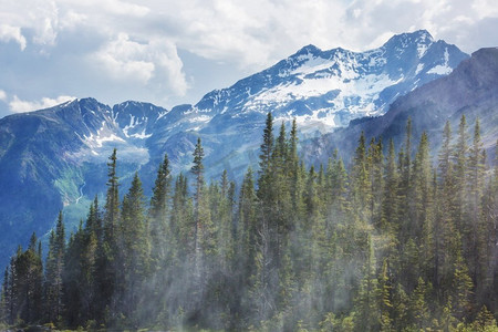 风景如画的山景在加拿大落基山脉在夏季