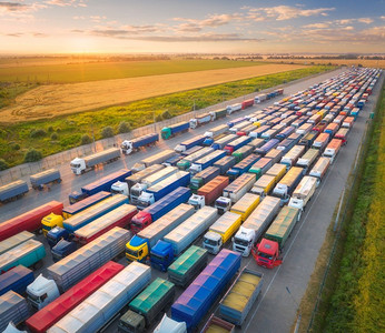 空中摄影照片_ 道路，拖车，运输，空中