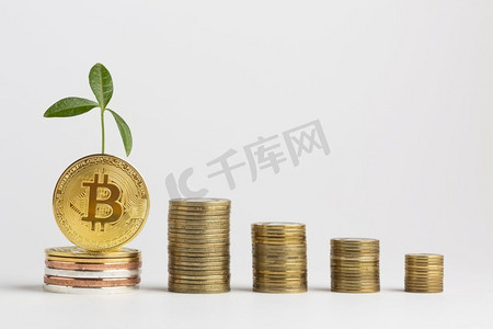 绿色金融摄影照片_货币、比特币、金融、黄金