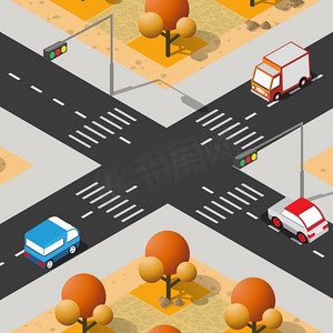 城市街区与人,房屋和街道的生活方式十字路口插图.卡通动漫人物鸡蛋
