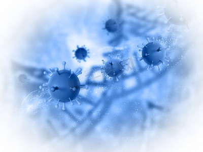 19摄影照片_使用抽象病毒细胞进行医学背景的3D渲染