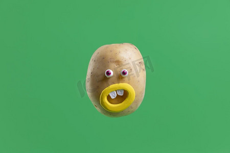 新鲜蔬菜卡通摄影照片_有趣的土豆脸贴纸