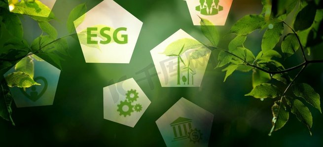 社会实践冬摄影照片_绿色背景的ESG理念环境社会治理