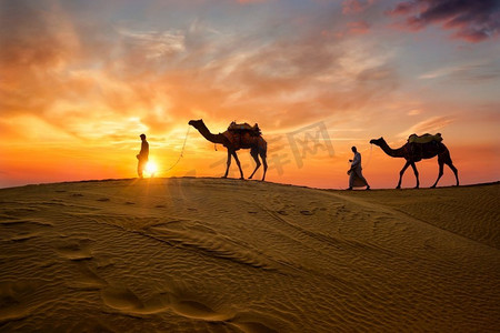 thar摄影照片_ 沙漠，旅行，大篷车，沙丘