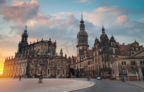 欧洲杯多彩摄影照片_德国的德累斯顿重建后的旧城建筑。