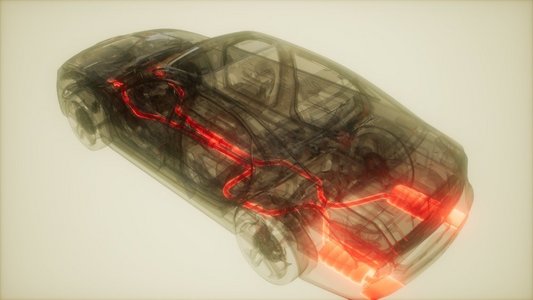 汽车排气系统可见于透明汽车。汽车内可见排气系统