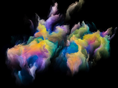 色彩空间系列三维逼真的云阵。艺术、想象力、创造力和教育的主题抽象。