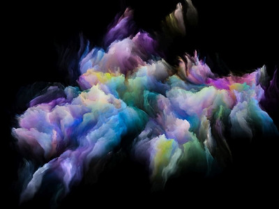 抽象烟雾摄影照片_色彩空间系列三维逼真的云阵。艺术、想象力、创造力和教育的主题抽象。