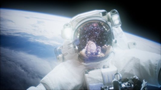 太空行走的宇航员。由NASA提供的这张照片的元素