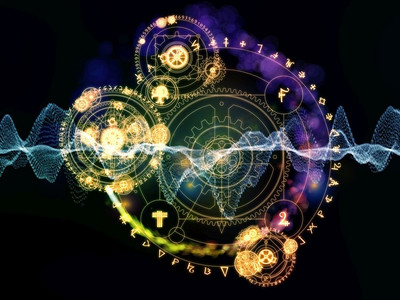 神秘圈和技术数据结构组成的主题魔术和神圣