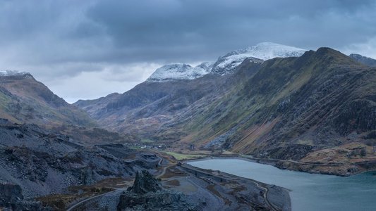 冬季山摄影照片_ snowdonia，snowdon，山，范围