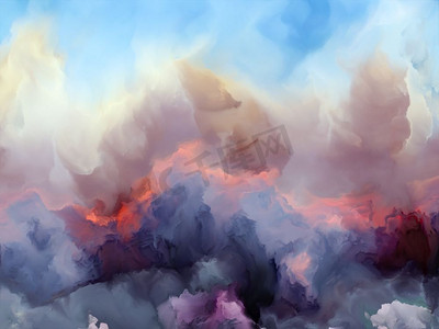 梦想的高层大气系列数字绘画、外星世界和抽象艺术主题的分形色彩画布。
